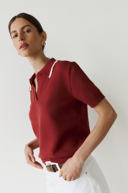 Polo tričko Lora Bordo