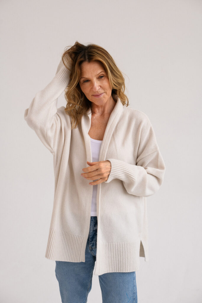 Dámský dlouhý kardigan z merino vlny s kašmírem