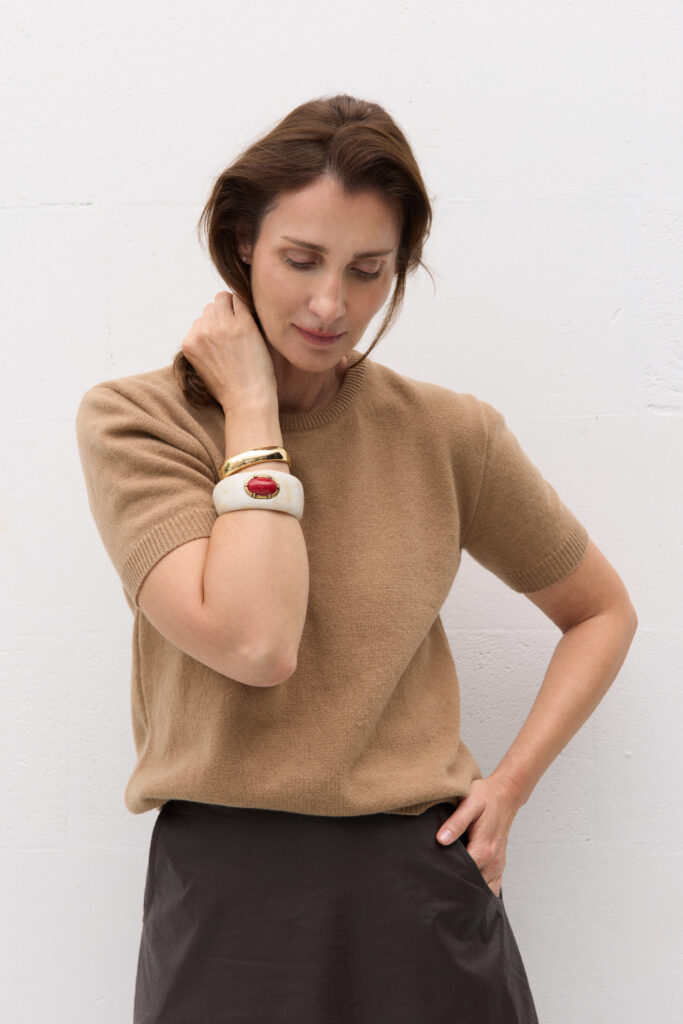 Dámské kašmírové tričko s krátkým rukávem